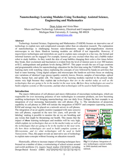 Nanotechnology Learning Modules Using Technology Assisted Science, Engineering and Mathematics