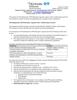 All Requests for Thrombopoietin (TPO) Receptor Agonists Require a Prior