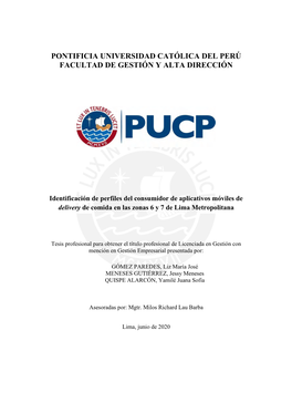 Pontificia Universidad Católica Del Perú Facultad De Gestión Y Alta Dirección