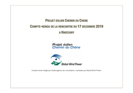 Projet Eolien Chemin Du Chene Compte-Rendu De La Rencontre Du 17 Decembre 2019 a Harcigny