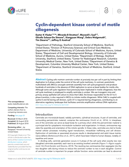 Cyclin-Dependent Kinase Control of Motile Ciliogenesis