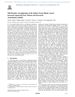 Mid‐Brunhes Strengthening of the Indian Ocean Dipole Caused Increased Equatorial East African and Decreased Australasian Rainfall Anil K