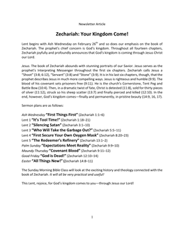 Zechariah: Your Kingdom Come!
