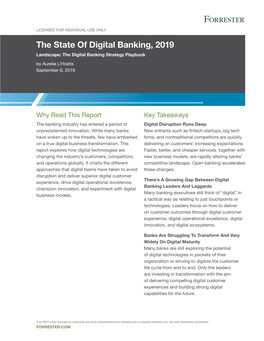 The State of Digital Banking, 2019 Landscape: the Digital Banking Strategy Playbook by Aurelie L’Hostis September 6, 2019