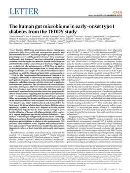 The Human Gut Microbiome in Early-Onset Type 1 Diabetes from the TEDDY Study Tommi Vatanen1*, Eric A