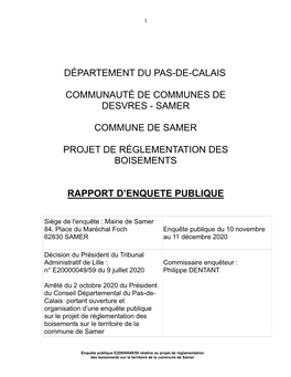 Rapport Réglementation Boisements