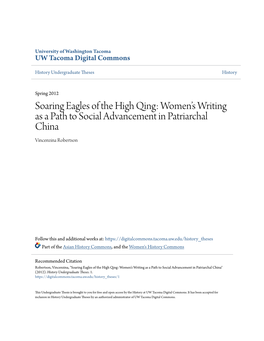 Soaring Eagles of the High Qing: Women's Writing As a Path to Social