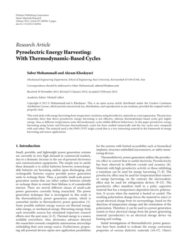 Pyroelectric Energy Harvesting: with Thermodynamic-Based Cycles