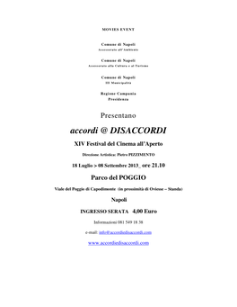Accordi @ DISACCORDI XIV Festival Del Cinema All’Aperto