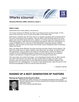 Raising up a Next Generation of Pastors