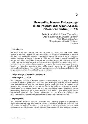 Presenting Human Embryology in an International Open-Access Reference Centre (HERC)