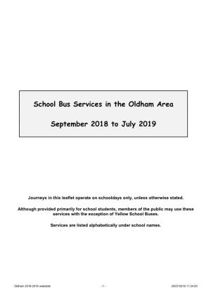 School Bus Services in the Oldham Area September 2018 to July 2019