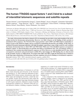 The Human TTAGGG Repeat Factors 1 and 2 Bind to a Subset of Interstitial Telomeric Sequences and Satellite Repeats
