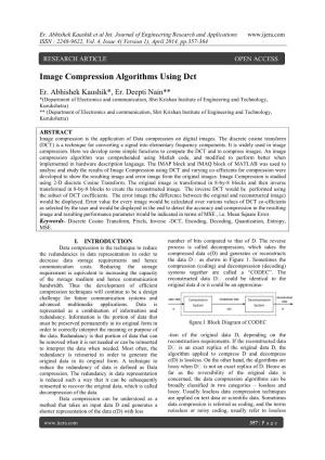 Image Compression Algorithms Using Dct