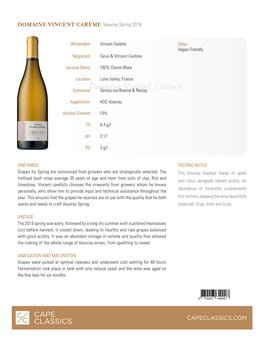 DOMAINE VINCENT CARÊME Vouvray Spring 2019