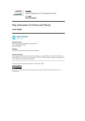 Play and Games in Fiction and Theory