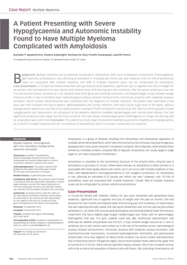 A Patient Presenting with Severe Hypoglycaemia and Autonomic Instability Found to Have Multiple Myeloma Complicated with Amyloidosis