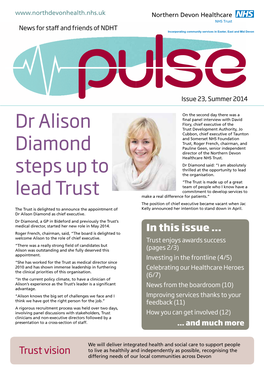 Dr Alison Diamond Steps up to Lead Trust