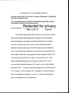 Redacted for Privacy Abstract Approved Lalph E