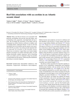 Reef Fish Associations with Sea Urchins in an Atlantic Oceanic Island