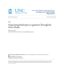 Negotiating Bankruptcy Legislation Through the News Media Melissa B