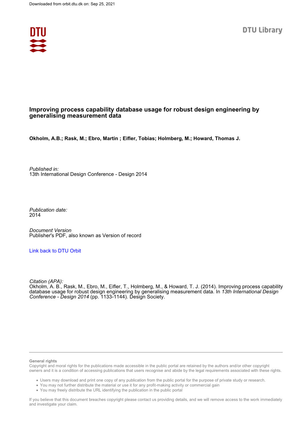 Improving Process Capability Database Usage for Robust Design Engineering by Generalising Measurement Data