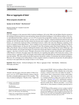 Man As 'Aggregate of Data'