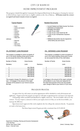 City of Rahway Home Improvement Program