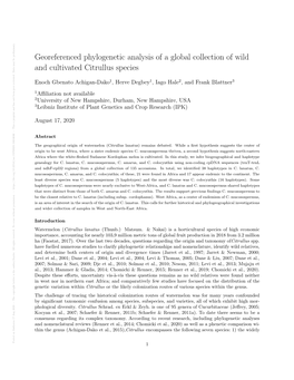 Georeferenced Phylogenetic Analysis of a Global Collection of Wild And