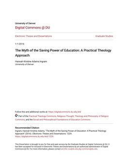 The Myth of the Saving Power of Education: a Practical Theology Approach