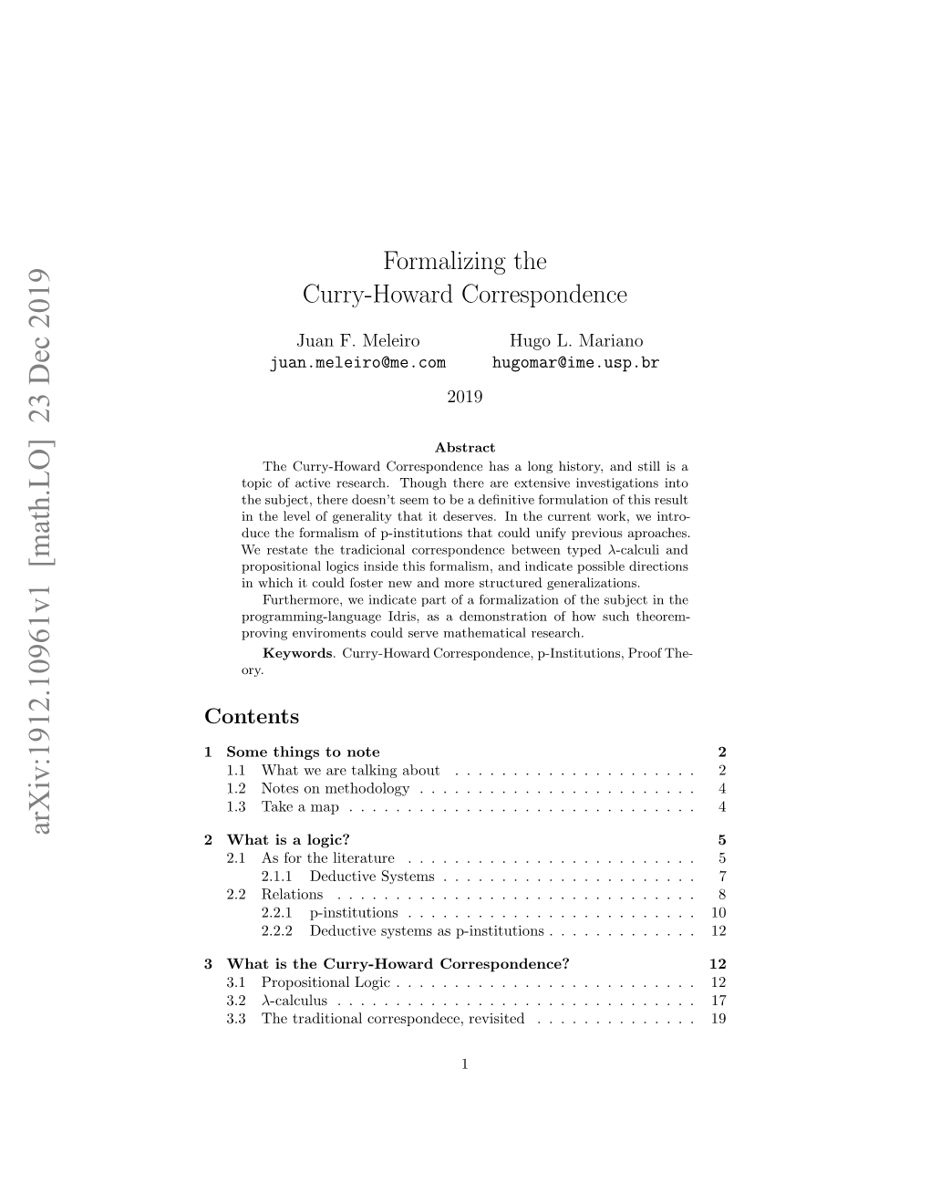 Formalizing the Curry-Howard Correspondence