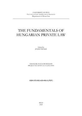 The Fundamentals of Hungarian Private Law