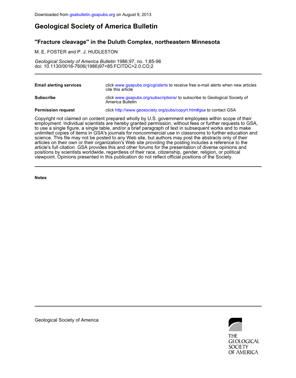 Fracture Cleavage'' in the Duluth Complex, Northeastern Minnesota