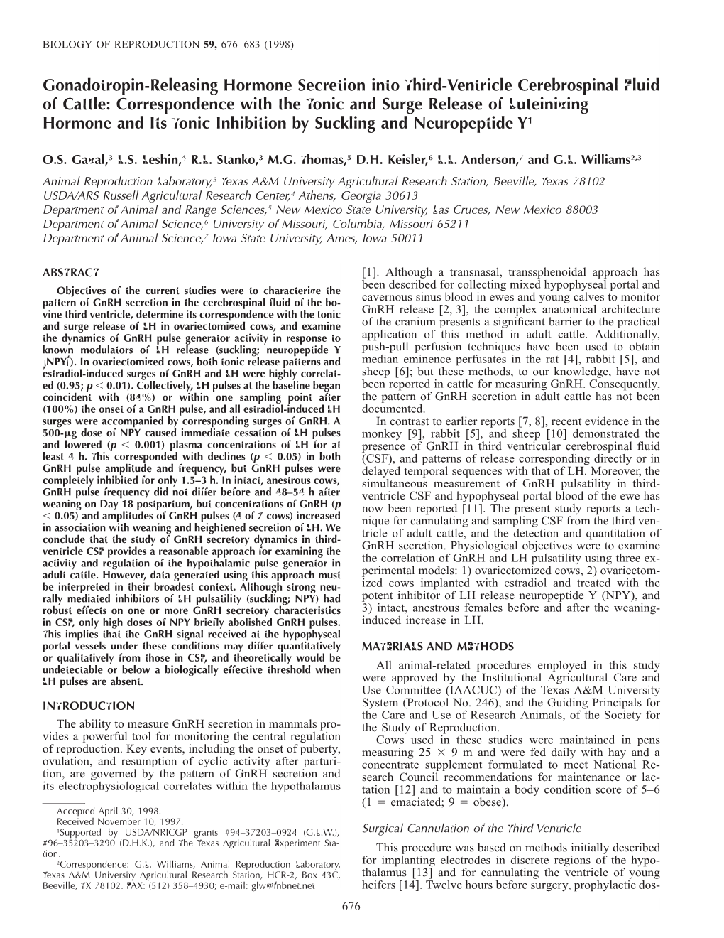 Gonadotropin-Releasing Hormone Secretion Into Third