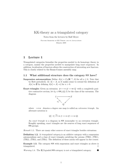 KK-Theory As a Triangulated Category Notes from the Lectures by Ralf Meyer