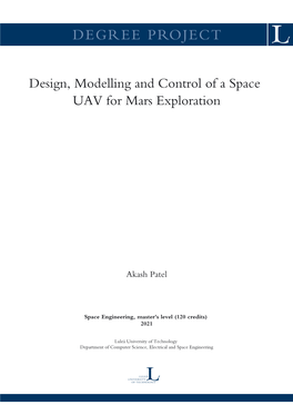 Design, Modelling and Control of a Space UAV for Mars Exploration