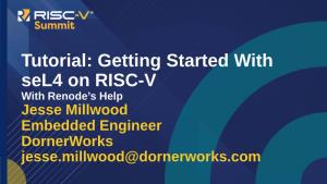 Tutorial: Getting Started with Sel4 on RISC-V with Renode’S Help Jesse Millwood Embedded Engineer Dornerworks Jesse.Millwood@Dornerworks.Com Jesse Millwood