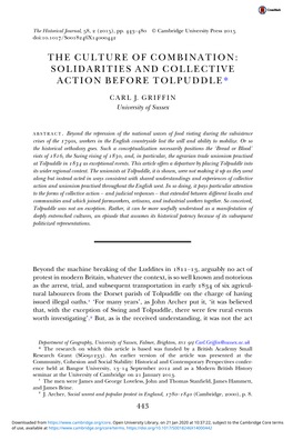 The Culture of Combination: Solidarities and Collective Action Before Tolpuddle*