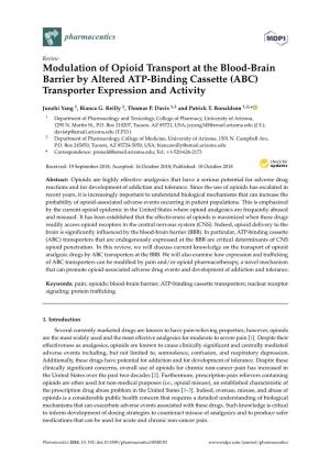 Modulation of Opioid Transport at the Blood-Brain Barrier by Altered ATP-Binding Cassette (ABC) Transporter Expression and Activity