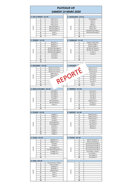 Plateaux U9 Samedi 14 Mars 2020