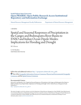 Spatial and Seasonal Responses of Precipitation in the Ganges And