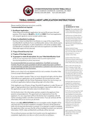 Tribal Rolls Enrollment Application