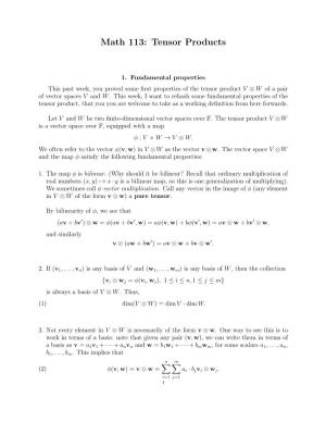 Math 113: Tensor Products