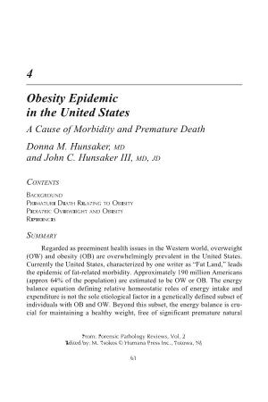 4 Obesity Epidemic in the United States a Cause of Morbidity and Premature Death