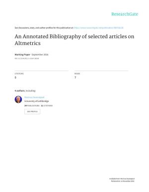 An Annotated Bibliography of Selected Articles on Altmetrics