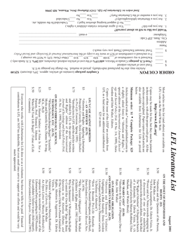 LFL Literature List August 2001