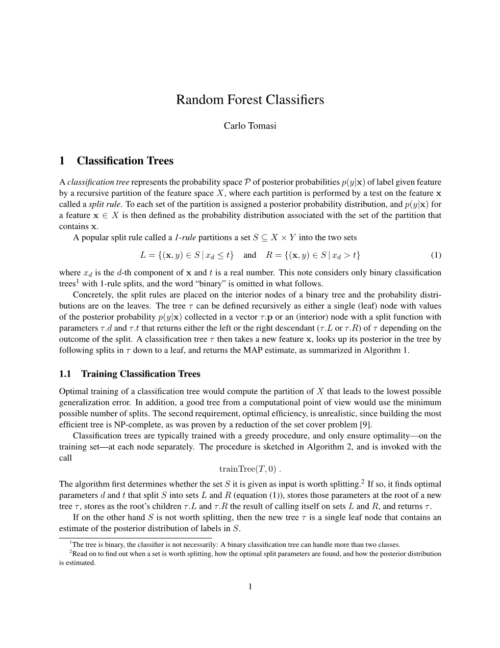 Random Forest Classifiers