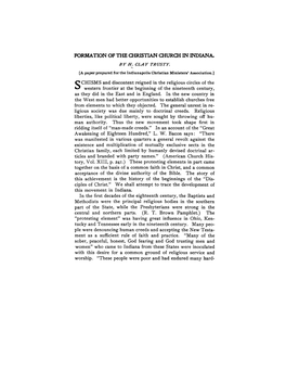 Formation of the Christian Church in Indiana by H
