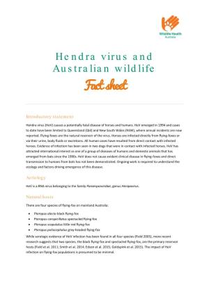 Hendra Virus and Australian Wildlife Fact Sheet