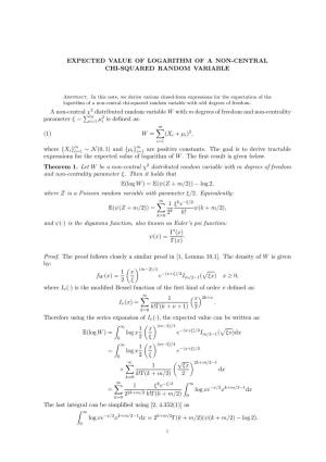Expected Value of Logarithm of a Non-Central Chi-Squared Random Variable
